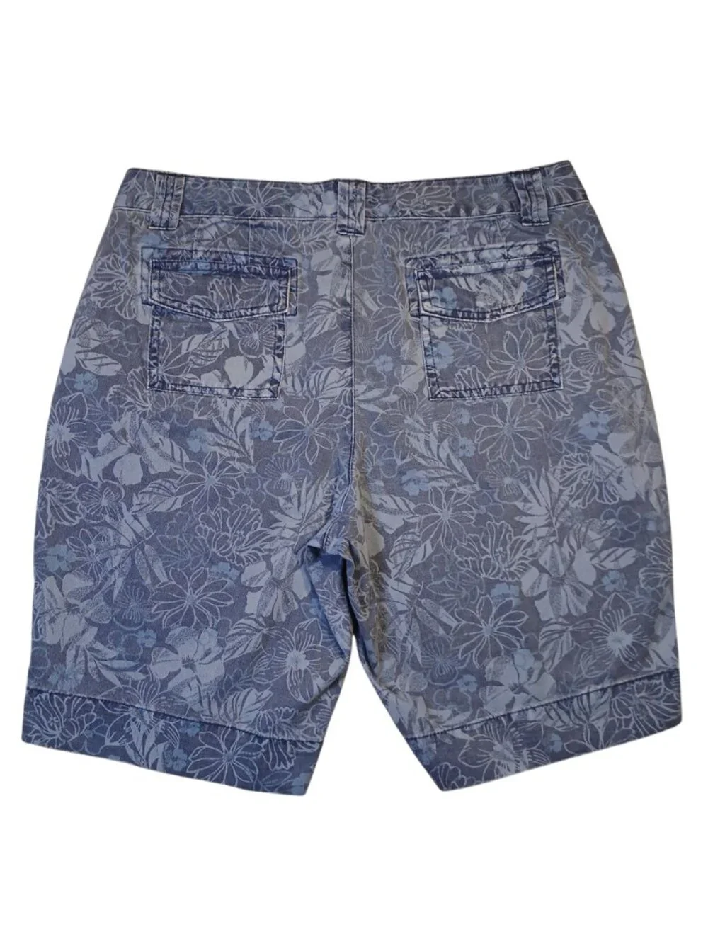Relativity Bermuda Short Size 12P Blue Floral-Print 100% Cotton Casual Summer